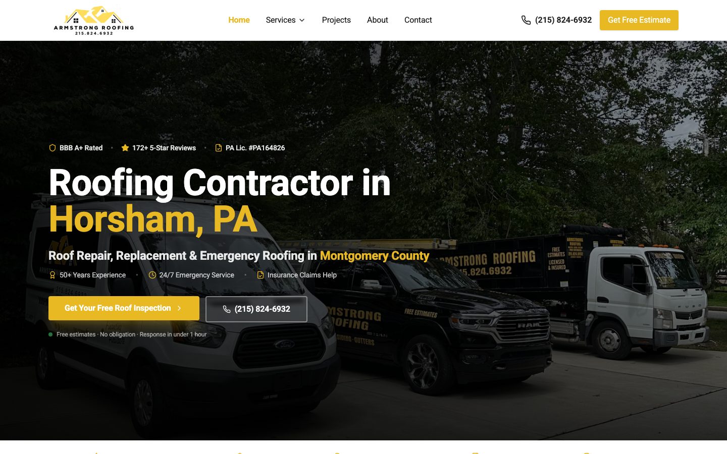 Armstrong Roofing homepage