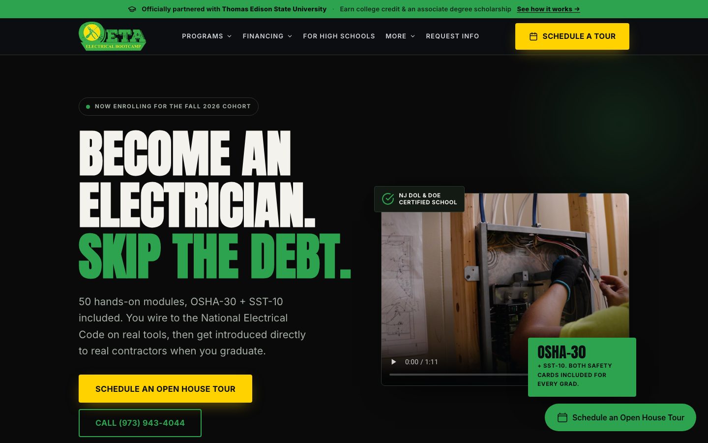 ETA Bootcamp homepage